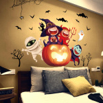 Wanddecoratie met Halloween motief, Pompoenfeest 60x90cm Wanddecoratie met Halloween motief, Pompoenfeest 60x90cm