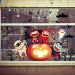 Wanddecoratie met Halloween motief, Pompoenfeest 60x90cm Wanddecoratie met Halloween motief, Pompoenfeest 60x90cm