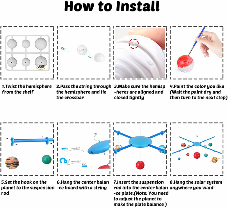 Hangend model van het zonnestelsel + zelfoplichtende verf Hangend model van het zonnestelsel + zelfoplichtende verf