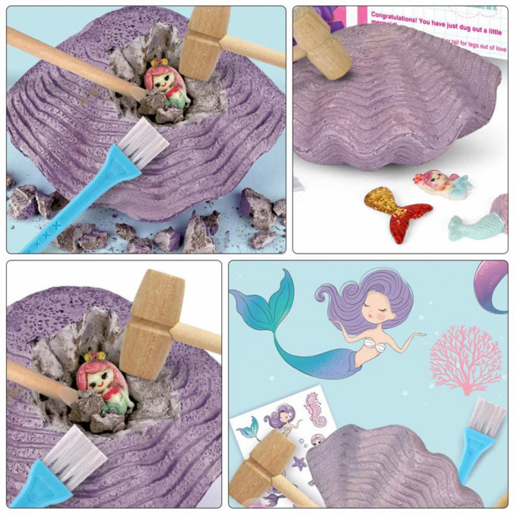 Opgravingsset met schelpen en zeemeermin