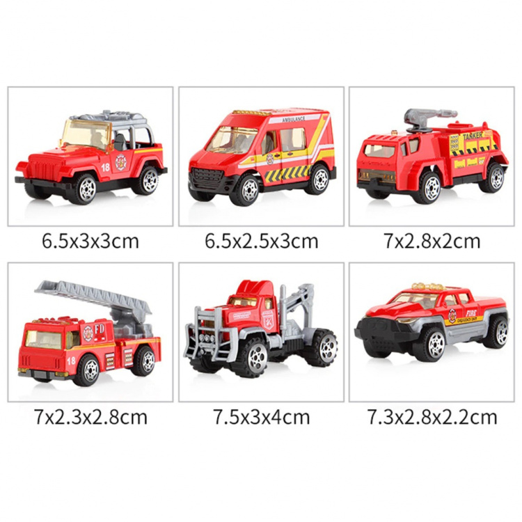 Set van 6 brandweerauto\'s inclusief brandweerauto
