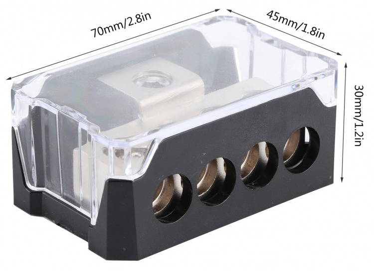 Distributieblok 1x10,5mm naar 4x7mm Distributieblok 1x10,5mm naar 4x7mm