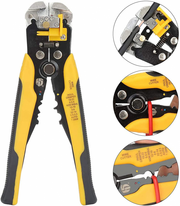 Kabelstripper, wire cutter en krimptang, 3-in-1
