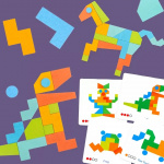 Leuke houten puzzel met patroonkaarten
