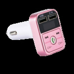 2-in-1 FM-zender met dubbele USB-aansluitingen, display en knoppen, Roze 2-in-1 FM-zender met dubbele USB-aansluitingen, display en knoppen, Roze