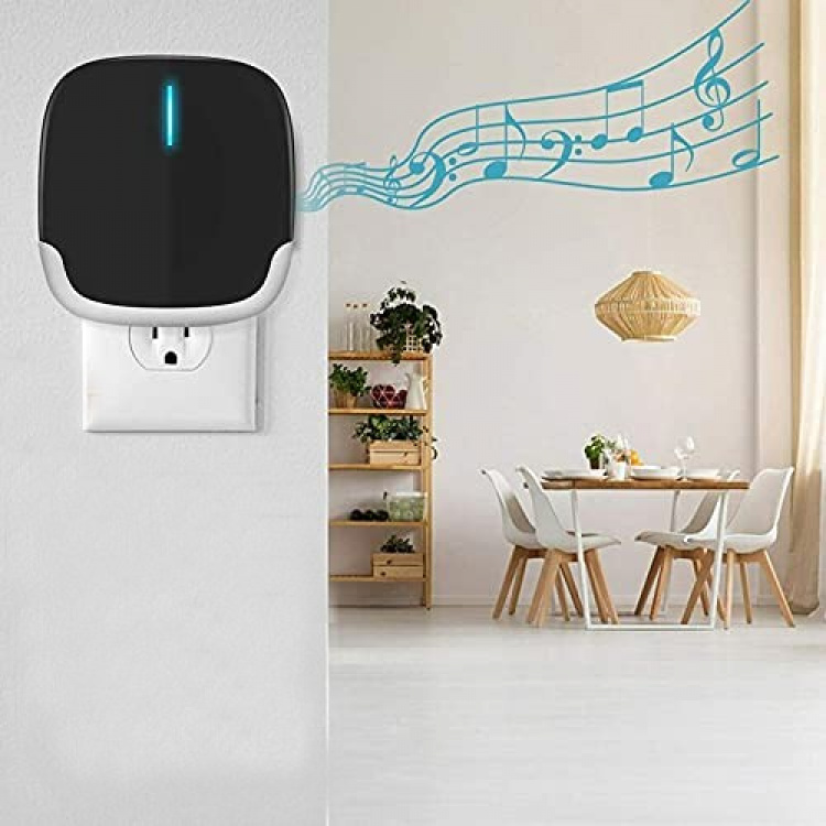 Plug & Play Draadloze deurbel met groot bereik, Zwart Plug & Play Draadloze deurbel met groot bereik, Zwart