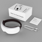 Oogmassager voor vermoeide ogen met warmte en bluetooth muziek, Wit Oogmassager voor vermoeide ogen met warmte en bluetooth muziek, Wit