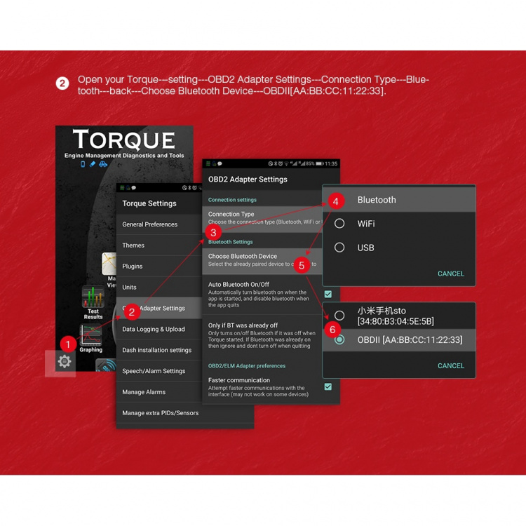 Foutcodelezer ELM327 Bluetooth OBDII voor Windows / Android