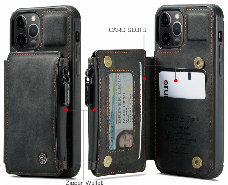 Portemonneehoes voor iPhone 13 Pro, Zwart