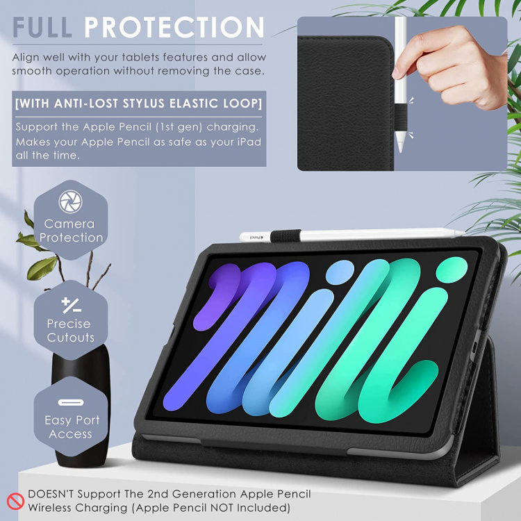 Case met penhouder voor iPad Mini 6, Zwart Case met penhouder voor iPad Mini 6, Zwart
