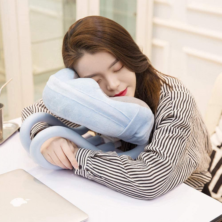 2-in-1 nekkussen met tablet- en telefoonondersteuning, roze 2-in-1 nekkussen met tablet- en telefoonondersteuning, roze