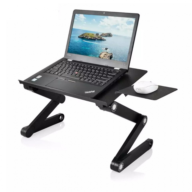 Multifunctioneel laptopbureau met ingebouwde koelventilatoren, Zwart