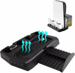 Oplaadstandaard met koelventilatoren en opslagruimte voor games voor PS5 Oplaadstandaard met koelventilatoren en opslagruimte voor games voor PS5