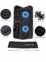 Oplaadstandaard met koelventilatoren en opslagruimte voor games voor PS5 Oplaadstandaard met koelventilatoren en opslagruimte voor games voor PS5