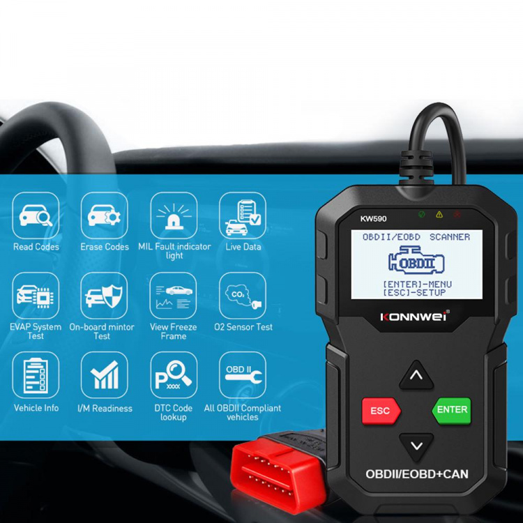 KONNWEI KW590 OBD2 foutcodelezer / diagnostisch hulpmiddel voor auto KONNWEI KW590 OBD2 foutcodelezer / diagnostisch hulpmiddel voor auto