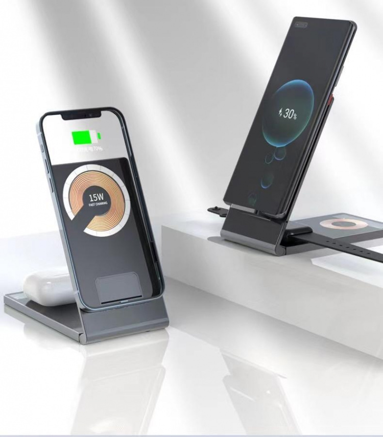 Opvouwbare en draadloze oplader voor smartphone, iWatch, Airpods Opvouwbare en draadloze oplader voor smartphone, iWatch, Airpods