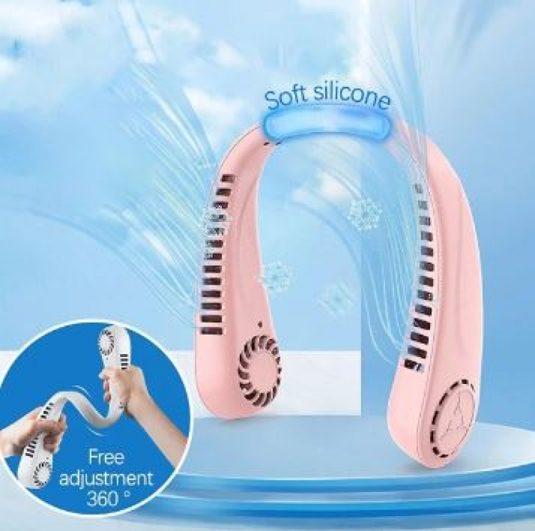 Draadloze halsventilator die je om je nek hangt, Rosa