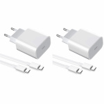 2-pack Oplader voor iPhone 15 / 16/ 17 / Android 20W met USB-C naar USB-C - Snelle oplader