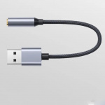 USB-naar-Aux-audiokaartadapter, zwart/grijs USB-naar-Aux-audiokaartadapter, zwart/grijs