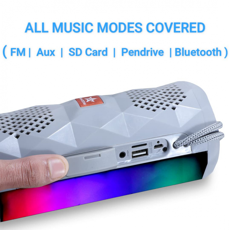 TG-167 Bluetooth luidspreker 5W met coole LED lichteffecten en dubbele bas, Grijs