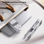 In hoogte verstelbare laptopstandaard, opvouwbaar, 360° draaibaar, Zilver