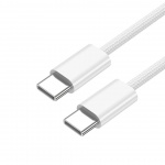 Gevlochten USB-C naar USB-C laad- en synchronisatiekabel, 1,5 m, 5 A, wit