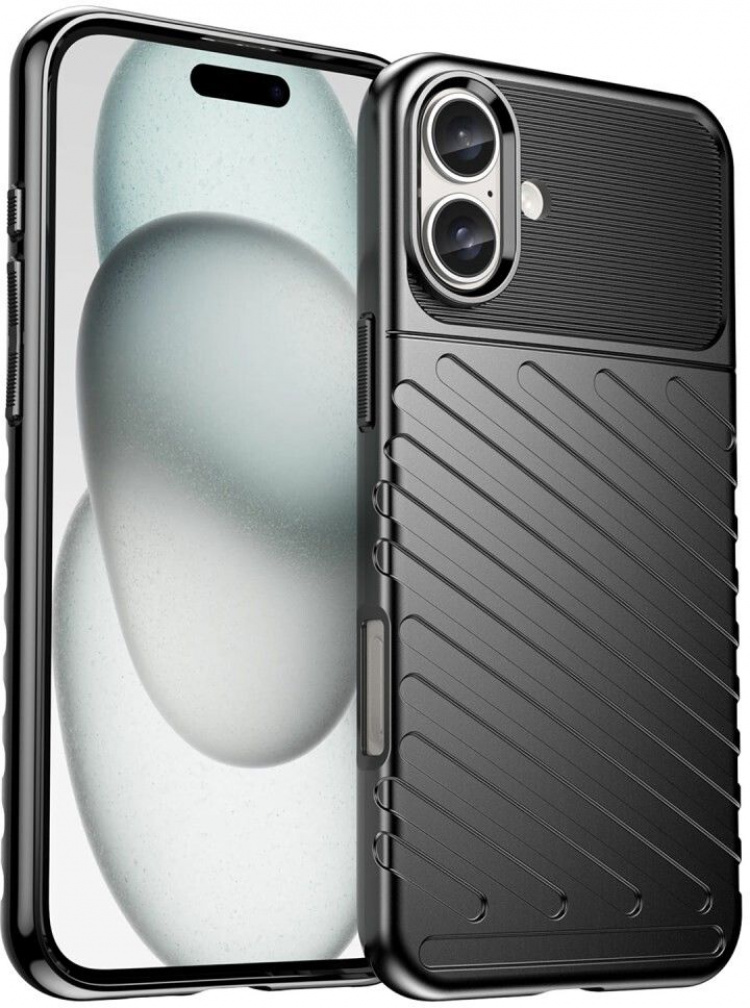 TPU mobiele telefoon case voor iPhone 16, zwart