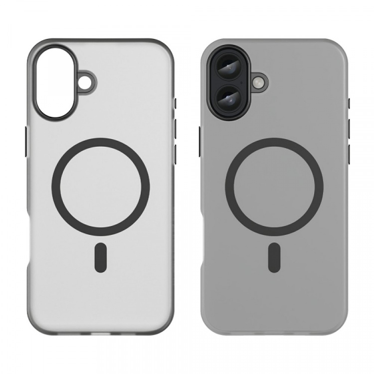 Semi-transparante hoes met MagSafe voor iPhone 16, zwart