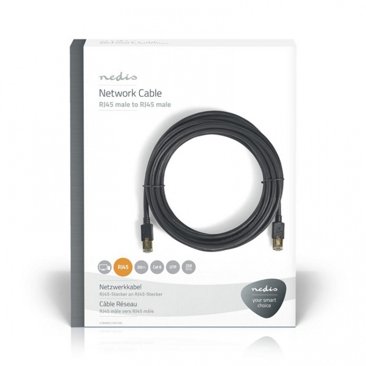 Nedis CAT6 Netwerkkabel | RJ45 Male | RJ45 Male | F/UTP | 20.0 m | Rond | LSZH / PVC | Antraciet | Window Box