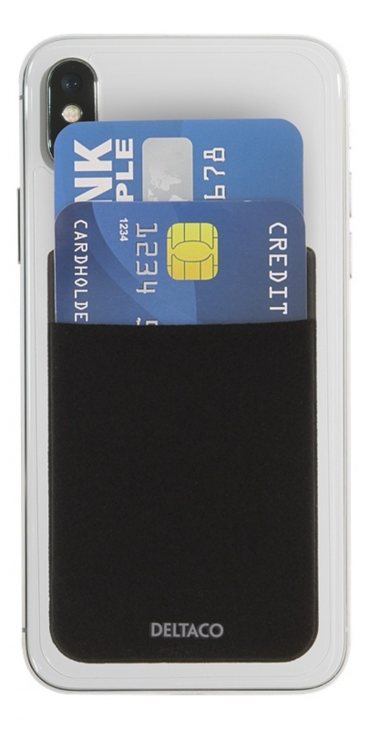 DELTACO Adhesive credit card holder, 3M adhesive, black DELTACO Adhesive credit card holder, 3M adhesive, black
