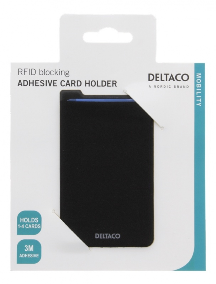 DELTACO Adhesive credit card holder, RFID blocking, 3M adhesive, black DELTACO Adhesive credit card holder, RFID blocking, 3M adhesive, black