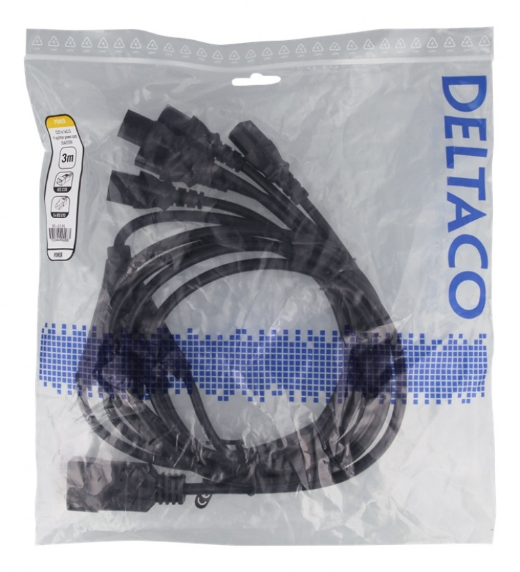 DELTACO IEC C20 to 5x IEC C13 Power cable, 3m, 16A/250V, Y-Splitter, b DELTACO IEC C20 to 5x IEC C13 Power cable, 3m, 16A/250V, Y-Splitter, b