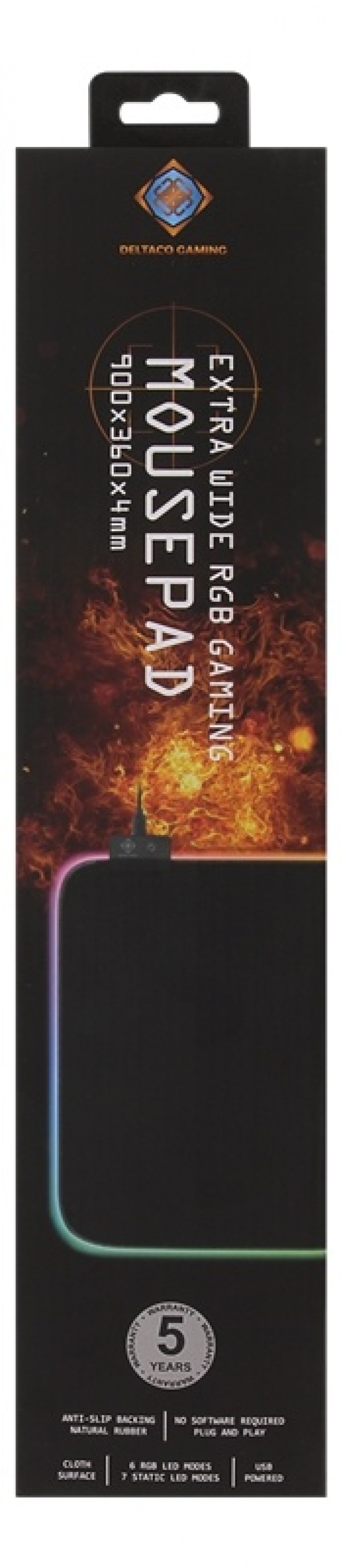 DELTACO GAMING RGB Mousepad, 90x36cm, 6xRGB modes, 7xStatic modes, bla DELTACO GAMING RGB Mousepad, 90x36cm, 6xRGB modes, 7xStatic modes, bla