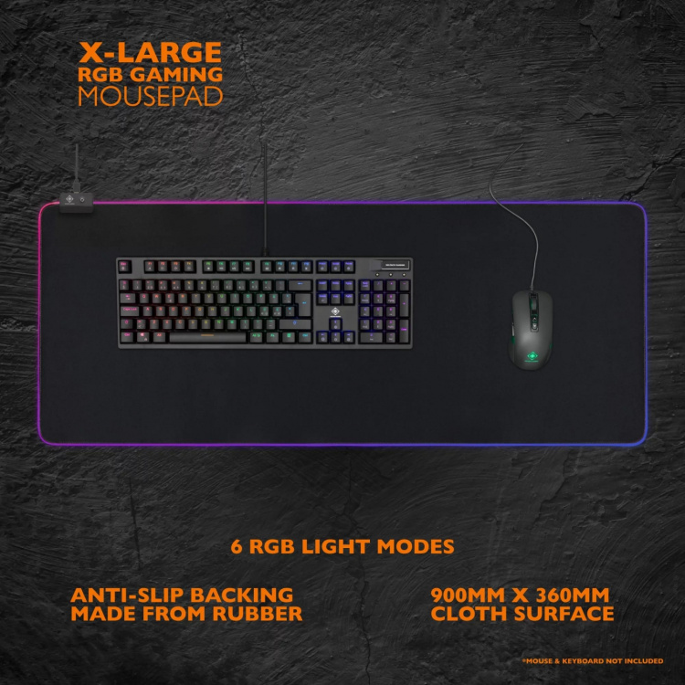 DELTACO GAMING RGB Mousepad, 90x36cm, 6xRGB modes, 7xStatic modes, bla DELTACO GAMING RGB Mousepad, 90x36cm, 6xRGB modes, 7xStatic modes, bla