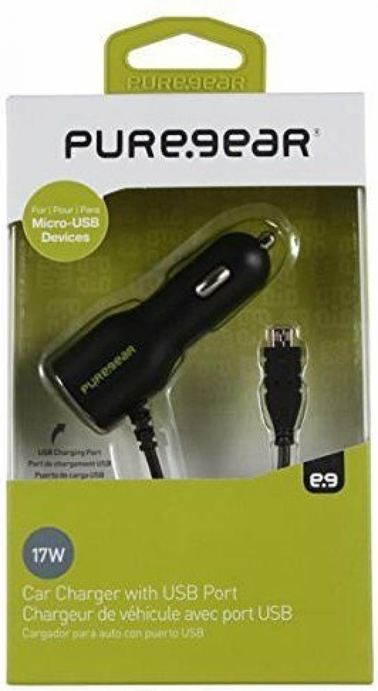 Pure Gear Autolader 3.4A Micro-USB, Zwart