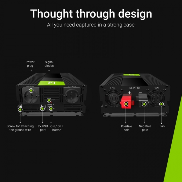 Green Cell Effektomvandlare för bil, 12V till 230V 2000W/4000W