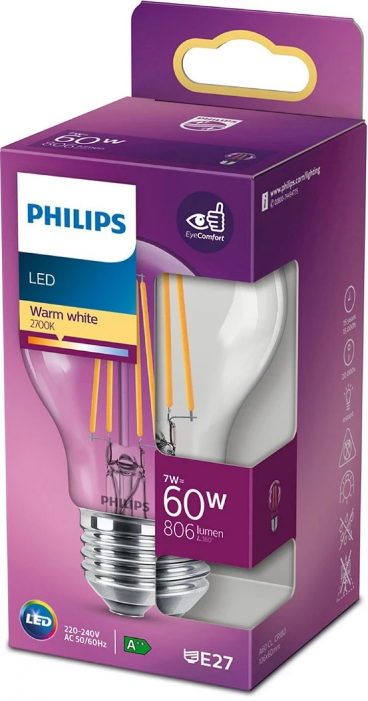 Philips LED lamp classic 60W A60 E27