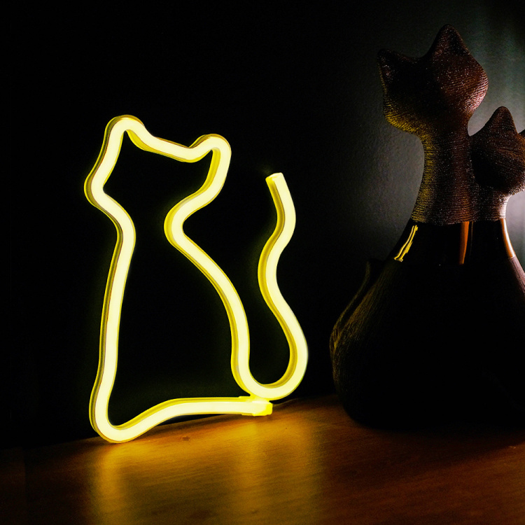 Forever Light Neon LED-licht Kat, batterij + USB FLNEO3, Warm Wit Forever Light Neon LED-licht Kat, batterij + USB FLNEO3, Warm Wit