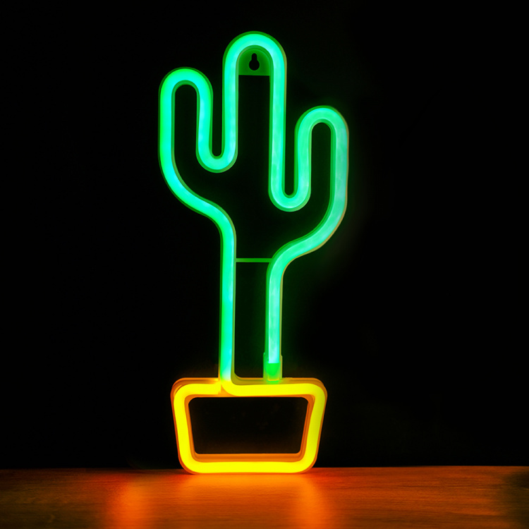 Forever Light Neon LED licht Cactus, batterij + USB FLNEO2, Oranje/Groen Forever Light Neon LED licht Cactus, batterij + USB FLNEO2, Oranje/Groen