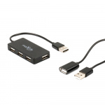 Maxlife Home Office USB 2.0 hub USB - 4x USB 0,15 m + kabel 1,5 m, Zwart