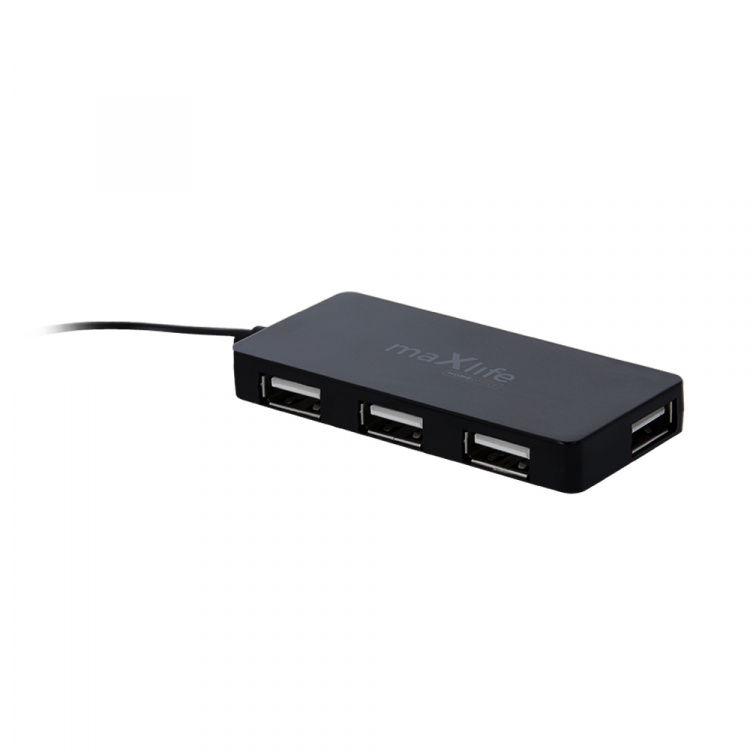 Maxlife Home Office USB 2.0 hub USB - 4x USB 0,15 m + kabel 1,5 m, Zwart