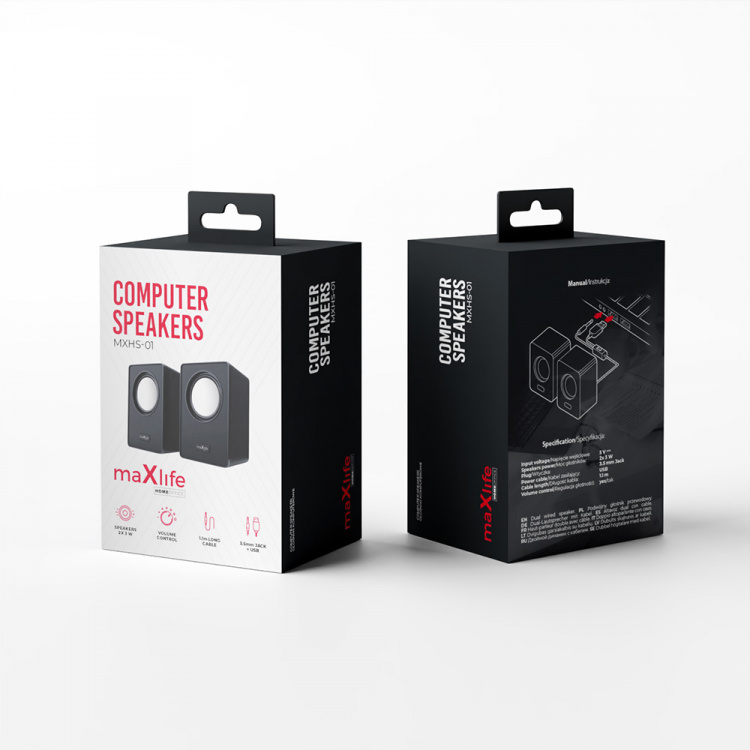 Maxlife Home Office MXHS-01 datorhögtalare 2x3W 1,10 m, Svart