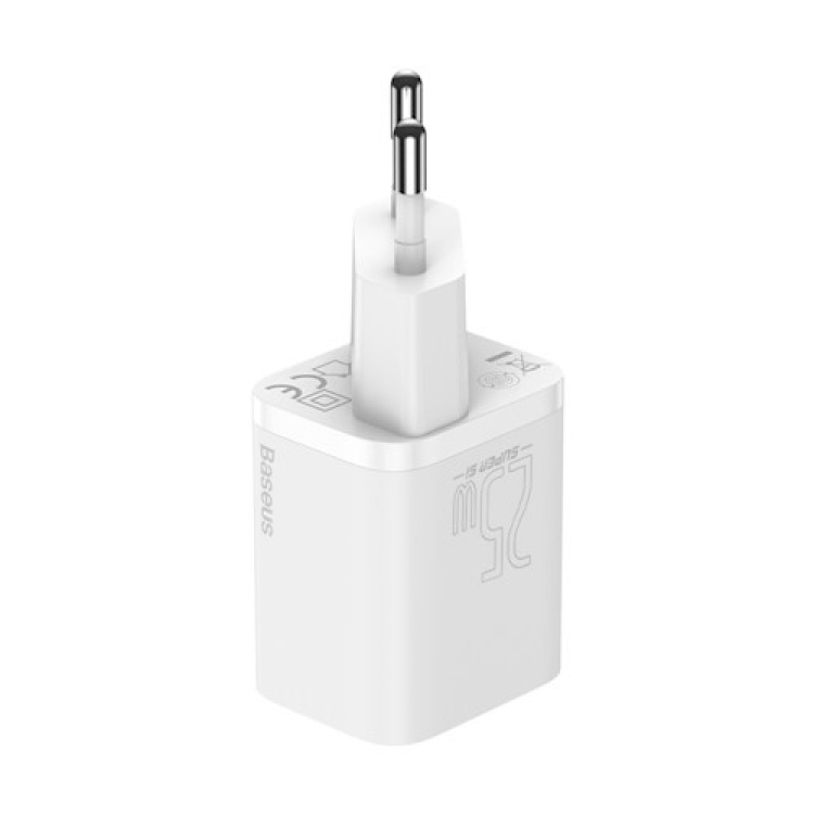 Baseus wandoplader Super Si PD 25W 1x USBC + USB-C - USB-C kabel, Wit