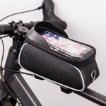 Waterdichte fietsframetas & telefoonhouder met scherm, zwart/wit