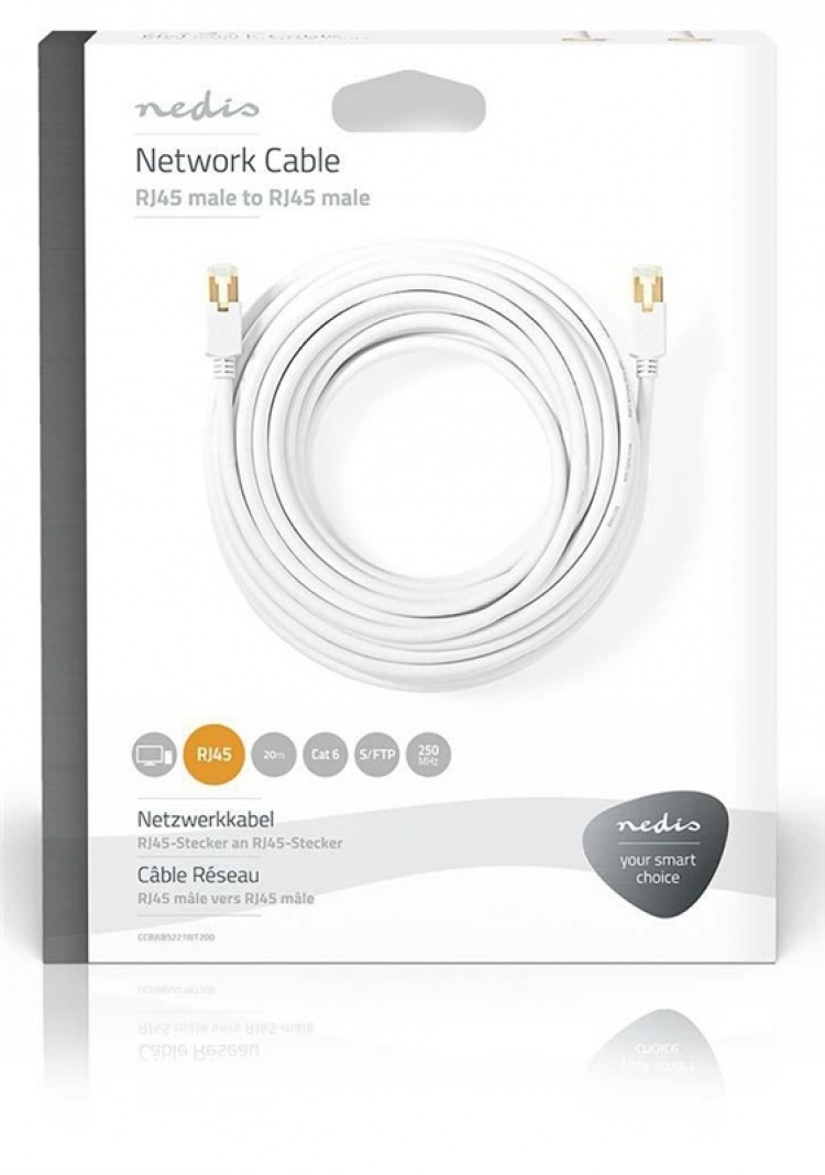 Nedis CAT6 Netwerkkabel | RJ45 Male | RJ45 Male | S/FTP | 20.0 m | Rond | LSZH / PVC | Wit | Window Box
