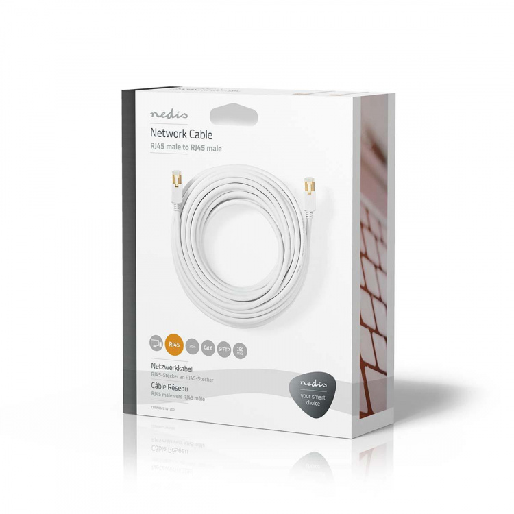 Nedis CAT6 Netwerkkabel | RJ45 Male | RJ45 Male | S/FTP | 20.0 m | Rond | LSZH / PVC | Wit | Window Box