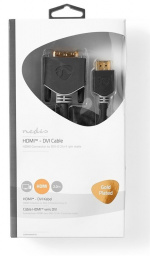 Nedis HDMI™ Kabel | HDMI™ Connector | DVI-D 24+1-Pins Male | 1080p | Verguld | 2.00 m | Recht | PVC | Antraciet | Window Box met Euro Lock Nedis HDMI™ Kabel | HDMI™ Connector | DVI-D 24+1-Pins Male | 1080p | Verguld | 2.00 m | Recht | PVC | Antraciet | Window Box met Euro Lock