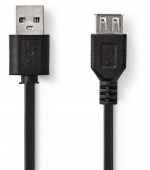 USB-Kabel | USB 2.0 | USB-A Male | USB-A Female | 5.5 W | 480 Mbps | Vernikkeld | 2.00 m | Rond | PVC | Zwart | Label