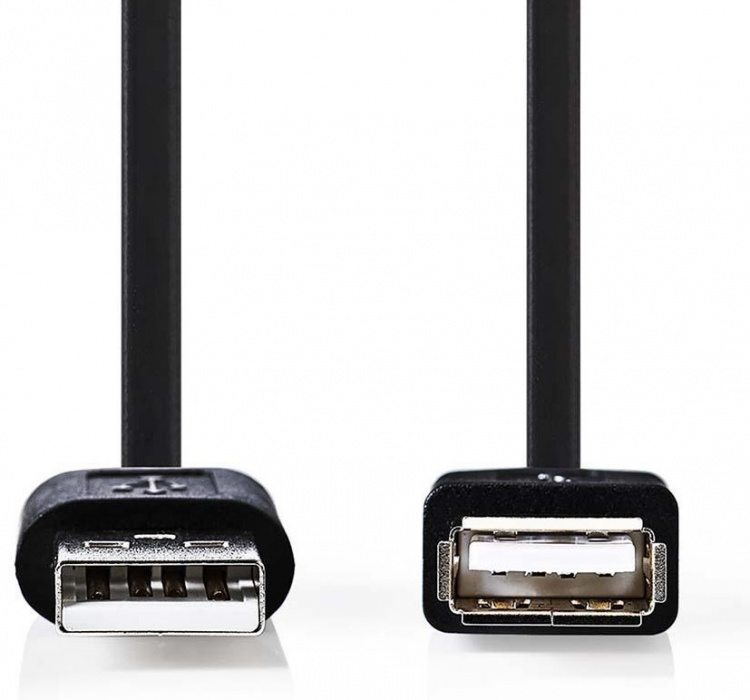 USB-Kabel | USB 2.0 | USB-A Male | USB-A Female | 5.5 W | 480 Mbps | Vernikkeld | 2.00 m | Rond | PVC | Zwart | Label