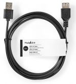 USB-Kabel | USB 2.0 | USB-A Male | USB-A Female | 5.5 W | 480 Mbps | Vernikkeld | 2.00 m | Rond | PVC | Zwart | Label